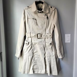 Miss Sixty Y2k Slim-fit Pleated Mid-length Beige Trench Coat XS